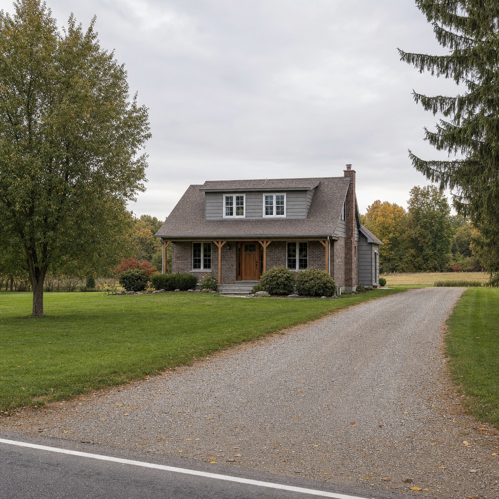 A calm single-family home exterior on a quiet Waterford street, representing the household size and daily water use that decides how often a septic tank needs pumping